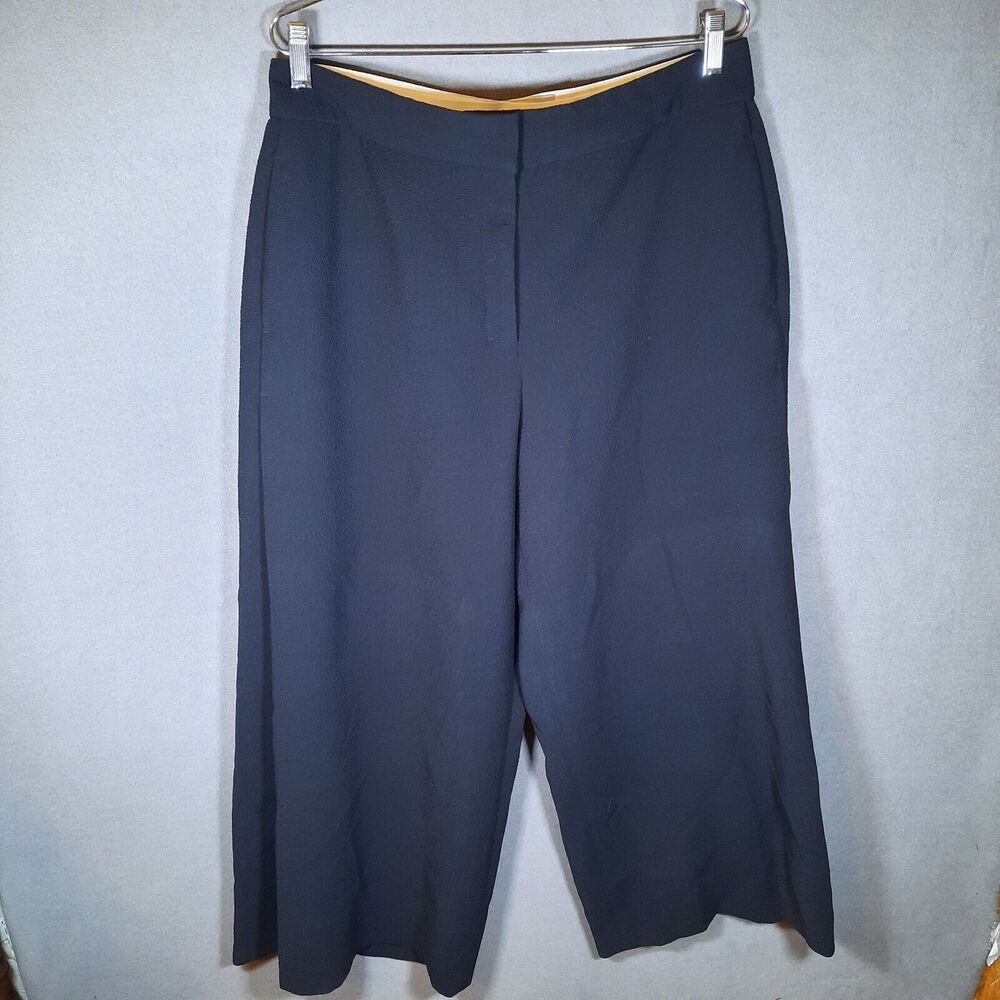 MM Lafleur The Zhou Culotte Pants Womens Size 12 Black Crepe/popcorn Textured